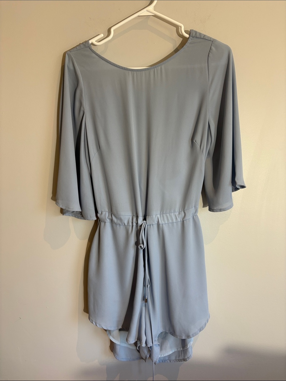 Olivaceous Powder Blue Drawstring Romper
